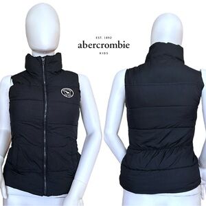 Abercrombie and Fitch GIRL KIDS Puffer Vest Black w pink Insides